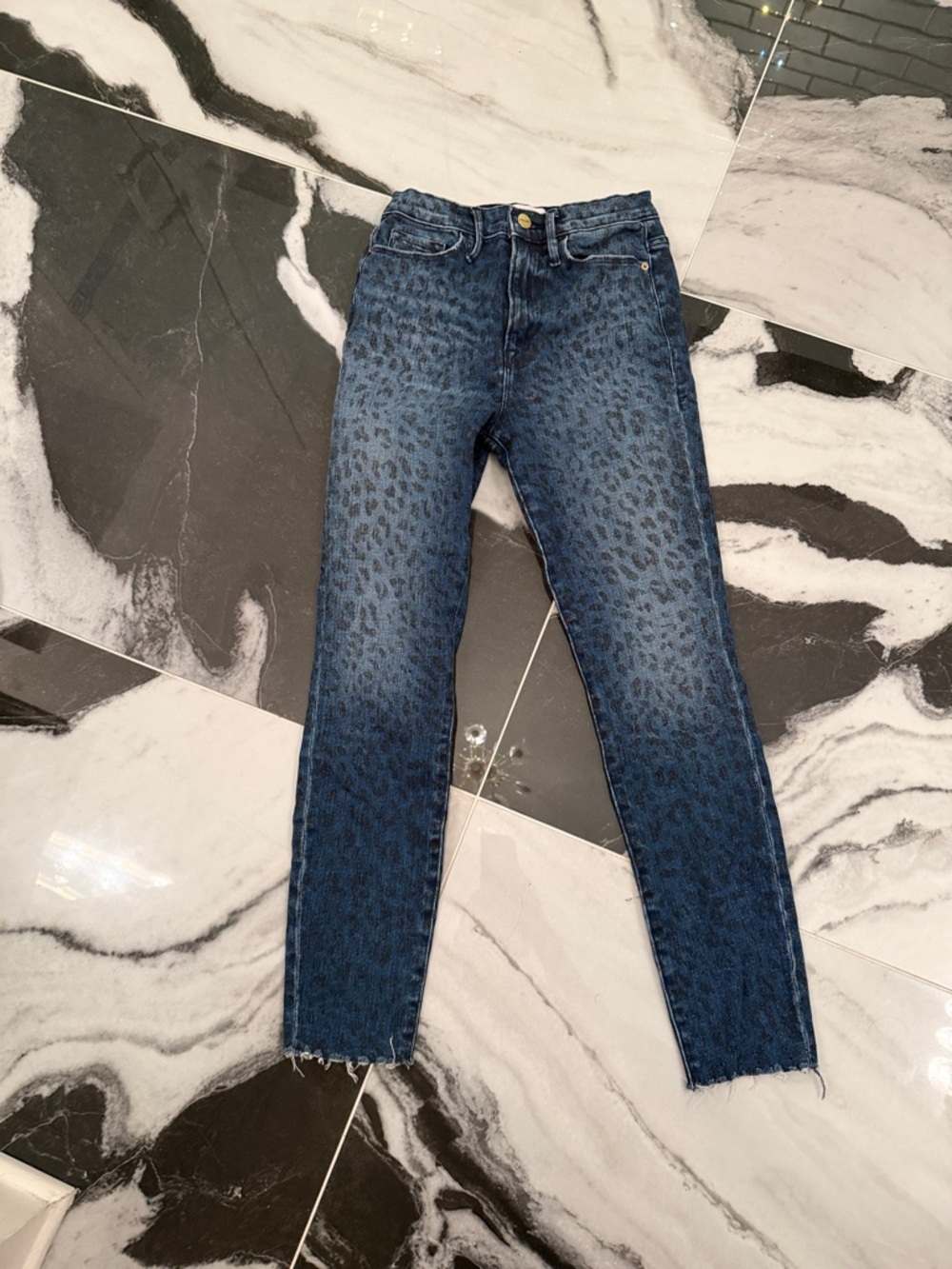 Blue Leopard-Print High-Rise Women’s Jeans